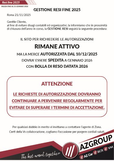 GESIONE RESI FINE 2025 - Az Car2